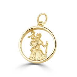 JPM043 | 9ct Gold Round Shaped St Christopher Pendant