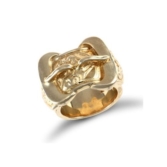 JRN026 | 9ct Yellow Gold Double Buckle Ring