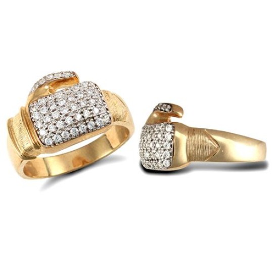 JRN038 | 9ct Yellow Gold Cubic Zirconia Boxing Glove Ring