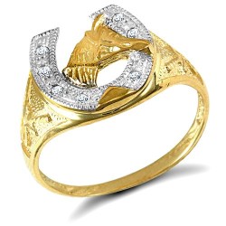 JRN045-M | 9ct Yellow Gold Cubic Zirconia Horse Shoe Ring