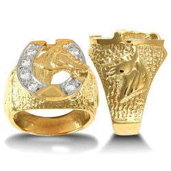 JRN047-S | 9ct Yellow Gold Cubic Zirconia Horse Shoe Ring