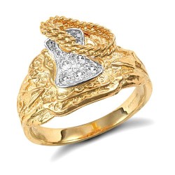 JRN054A | 9ct Yellow Gold Cubic Zirconia Saddle Ring