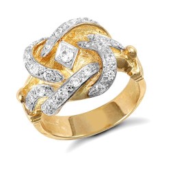 JRN064 | 9ct Yellow Gold Cubic Zirconia Knot Ring