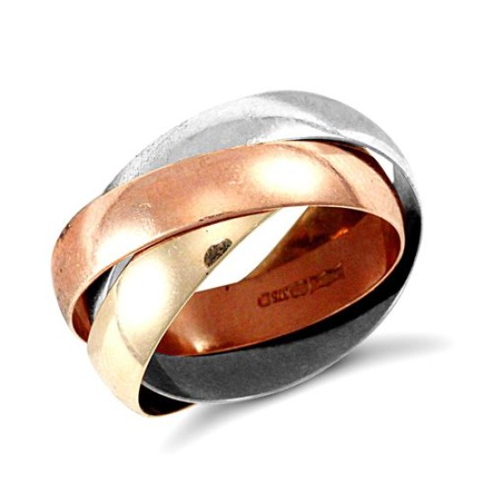 JRN157-W | 9ct 3 Colour Gold Russian Wedding Ring