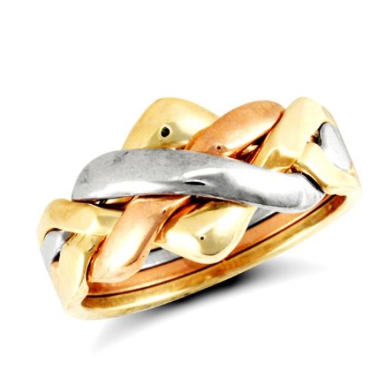 JRN159-N | 9ct 3 Colour Gold 4 Piece Puzzle Ring