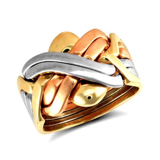 JRN161-W | 9ct 3 Colour Gold 6 Piece Puzzle Ring
