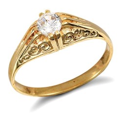 JRN190 | 9ct Yellow Gold Gents Cubic Zirconia Ring