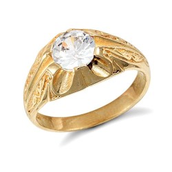JRN193 | 9ct Yellow Gold Gents Cubic Zirconia Ring