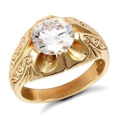 JRN194 | 9ct Yellow Gold Gents Cubic Zirconia Ring