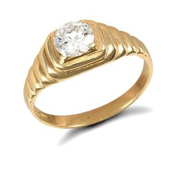 JRN195 | 9ct Yellow Gold Gents Cubic Zirconia Ring