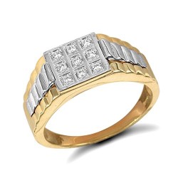 JRN204 | 9ct Yellow Gold Gents Cubic Zirconia Ring