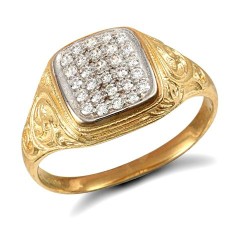 JRN205 | 9ct Yellow Gold Gents Cubic Zirconia Ring