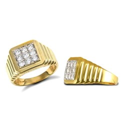 JRN206 | 9ct Yellow Gold Gents Cubic Zirconia Ring