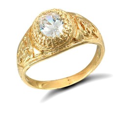 JRN343-R | 9ct Yellow Gold Cubic Zirconia Stone College Ring