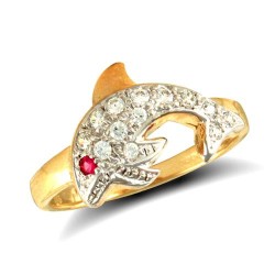 JRN348 | 9ct Yellow CZ Dolphin Ring