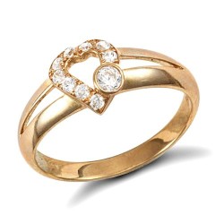 JRN402 | 9ct Yellow Gold Cubic Zirconia Heart Ring