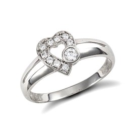 JRN403 | 9ct White Gold Cubic Zirconia Heart Ring