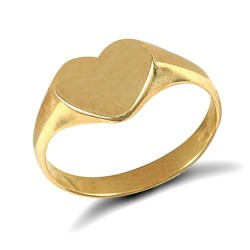 JRN458-L | 9ct Yellow Gold Signet Ring Heart