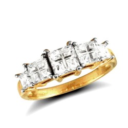 JRN464 | 9ct Yellow Gold Cubic Zirconia Princess-Cut Ring