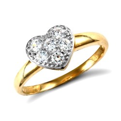 JRN466 | 9ct Yellow Gold Cubic Zirconia Heart Ring