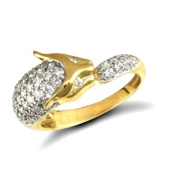 JRN476 | 9ct Yellow Gold Cubic Zirconia Panther Ring