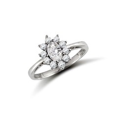 JRN517 | 9ct White Ladies CZ Oval Cluster Ring