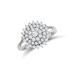 JRN522 | 9ct White Ladies CZ 4 Row Cluster Ring