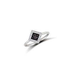 JRN530 | 9ct White, Black & White CZ Ring