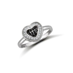 JRN531 | 9ct White, Black & White CZ Heart Ring