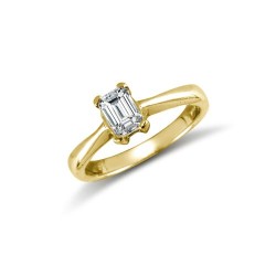 JRN532 | 9ct Yellow Emerald Cut CZ Solitaire Ring