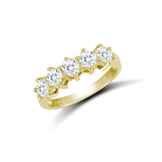 JRN538 | 9ct Yellow Ladies CZ 5 Stone Ring