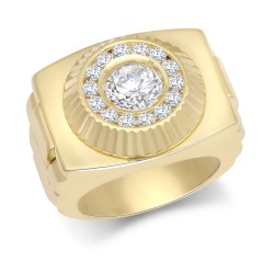 JRN569-T | 9ct Yellow Gold CZ Set Watch Strap & Bezel Ring