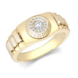 JRN572-P | 9ct Yellow Gold CZ Set Watch Strap & Bezel Ring