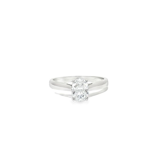 JRN596 | 9ct White Gold, 1.00ct Oval Cubic Zirconia Wed-fit Solitaire Ring JRN596 | 9ct White Gold, 1.00ct Oval Cubic Zirconia Wed-fit Solitaire Ring