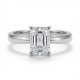9ct White Gold, 1.00ct Emerald Cut Cubic Zirconia Wed-fit Solitaire Ring