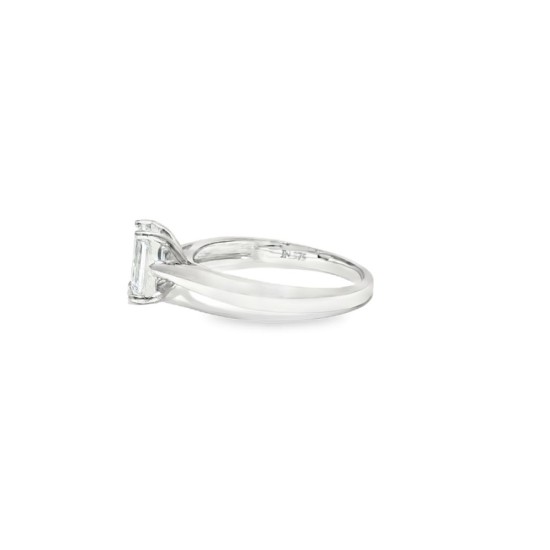 9ct White Gold, 1.00ct Emerald Cut Cubic Zirconia Wed-fit Solitaire Ring