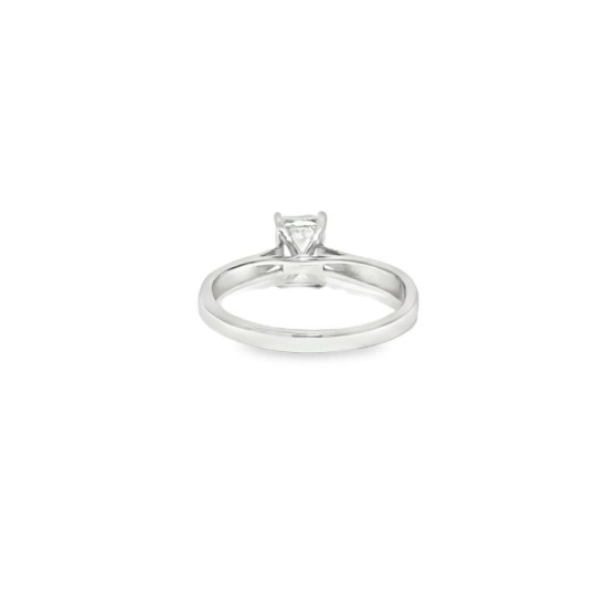 9ct White Gold, 1.00ct Emerald Cut Cubic Zirconia Wed-fit Solitaire Ring