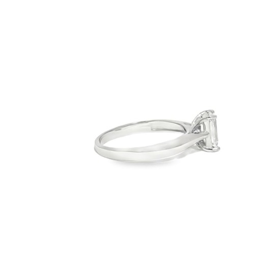 9ct White Gold, 1.00ct Emerald Cut Cubic Zirconia Wed-fit Solitaire Ring