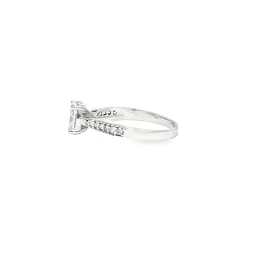 9ct White Gold, 1.00ct Oval Cubic Zirconia Wed-fit Engagement Ring