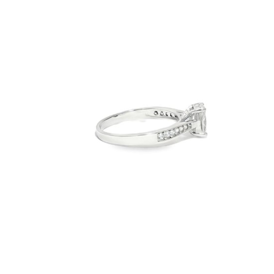 9ct White Gold, 1.00ct Oval Cubic Zirconia Wed-fit Engagement Ring