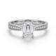 9ct White Gold, 1.00ct Emerald Cut Cubic Zirconia Wed-fit Engagement Ring