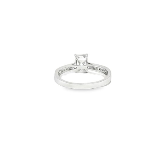 9ct White Gold, 1.00ct Emerald Cut Cubic Zirconia Wed-fit Engagement Ring