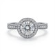 9ct White Gold, 1.00ct Round Cubic Zirconia Wed-fit Halo Ring