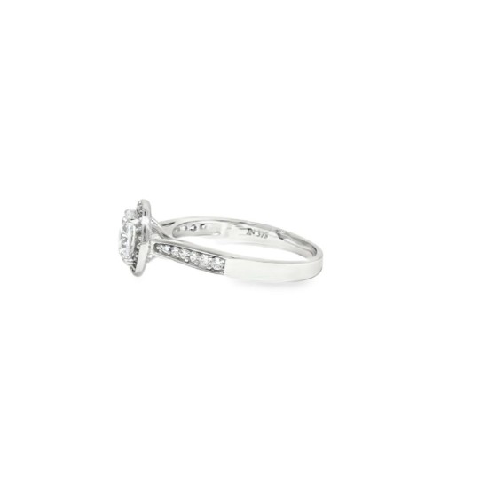 9ct White Gold, 1.00ct Round Cubic Zirconia Wed-fit Halo Ring
