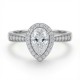 9ct White Gold, 1.00ct Pear Shape Cubic Zirconia Wed-fit Halo Ring