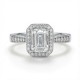 9ct White Gold, 1.00ct Emerald Cut Cubic Zirconia Wed-fit Halo Ring