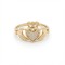 9ct Yellow Gold CZ Claddagh Heart Crown Ring