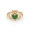 9ct Yellow Gold Green CZ Claddagh Heart Crown Ring