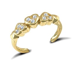 JTR016 | 9ct Yellow Gold Cubic Zirconia Hearts Toe Ring