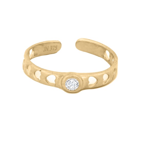 JTR023 | 9ct Yellow CZ set & hearts toe ring